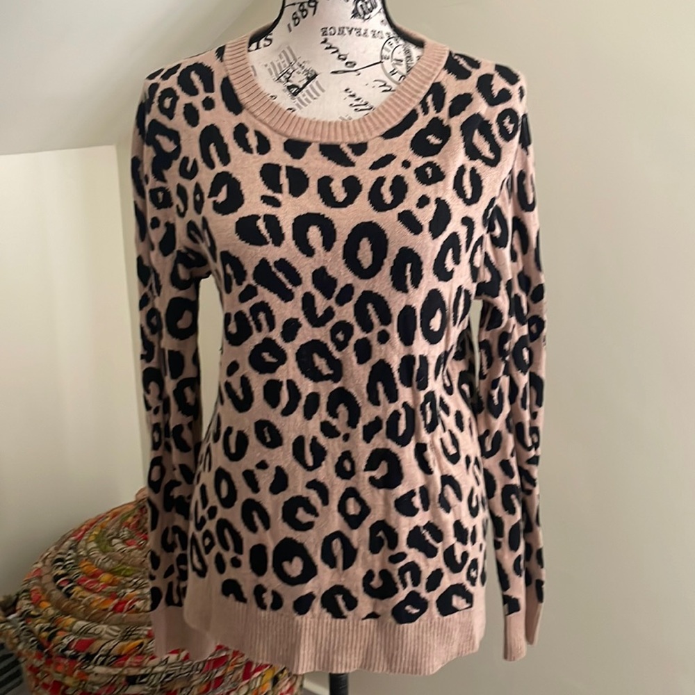 *Host Pick* A New Day Leopard Print Crew Neck Long Sleeve Sweater EUC SZ Large